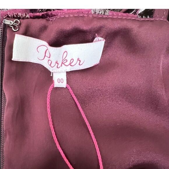 PARKER Selma V-neck Velvet Metallic Dress Cordovan Size 00 - Picture 9 of 14